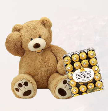 3-4ft Teddy Bear + Chocolates